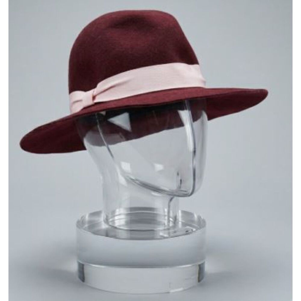 Hat Attack Women's Ribbon Trim Chocolate Rust Ribbon Felt Wide Brim Hat NWT 156